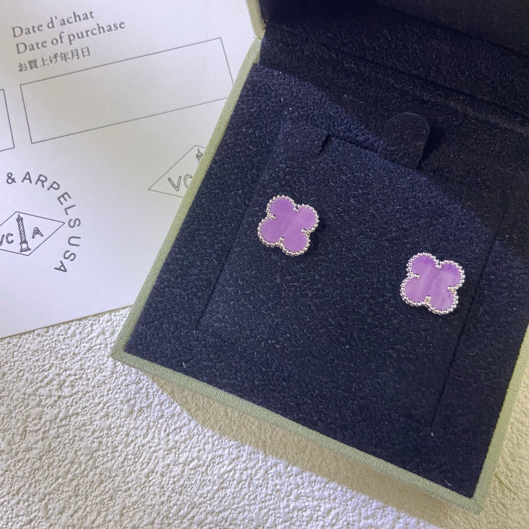 [OAK JURI]CLOVER MINI 9.5MM  PURPLE VIOLET EARRINGS