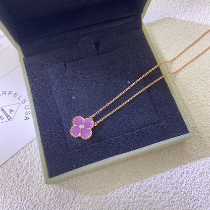 [OAK JURI]CLOVER 15MM DIAMOND  PURPLE VIOLET NECKLACE