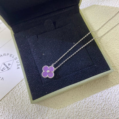 [OAK JURI]CLOVER 15MM DIAMOND  PURPLE VIOLET NECKLACE
