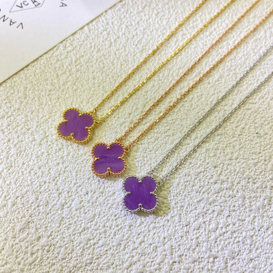 [OAK JURI]CLOVER 15MM  PURPLE VIOLET NECKLACE