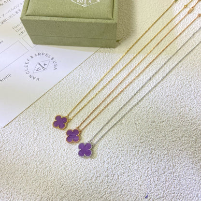 [OAK JURI]CLOVER 15MM  PURPLE VIOLET NECKLACE