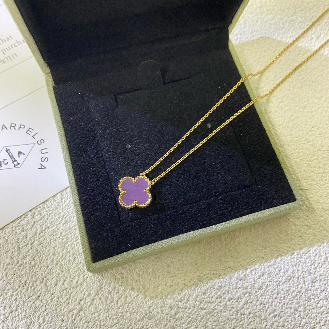 [OAK JURI]CLOVER 15MM  PURPLE VIOLET NECKLACE
