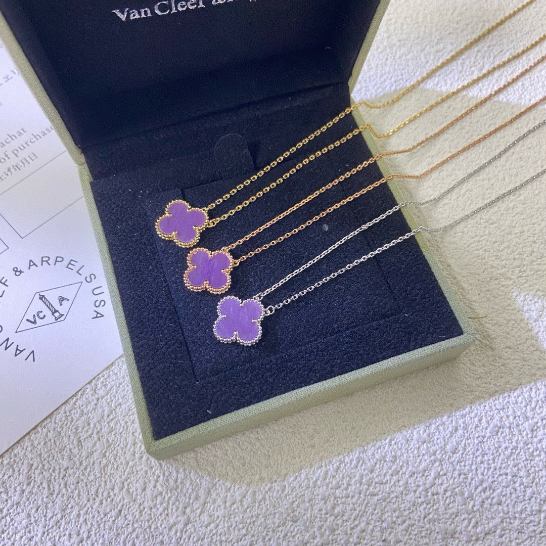 [OAK JURI]CLOVER 15MM  PURPLE VIOLET NECKLACE