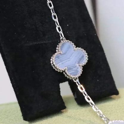 [OAK JURI]CLOVER  5 MOTIF PURPLE CHALCEDONY BRACELET SILVER