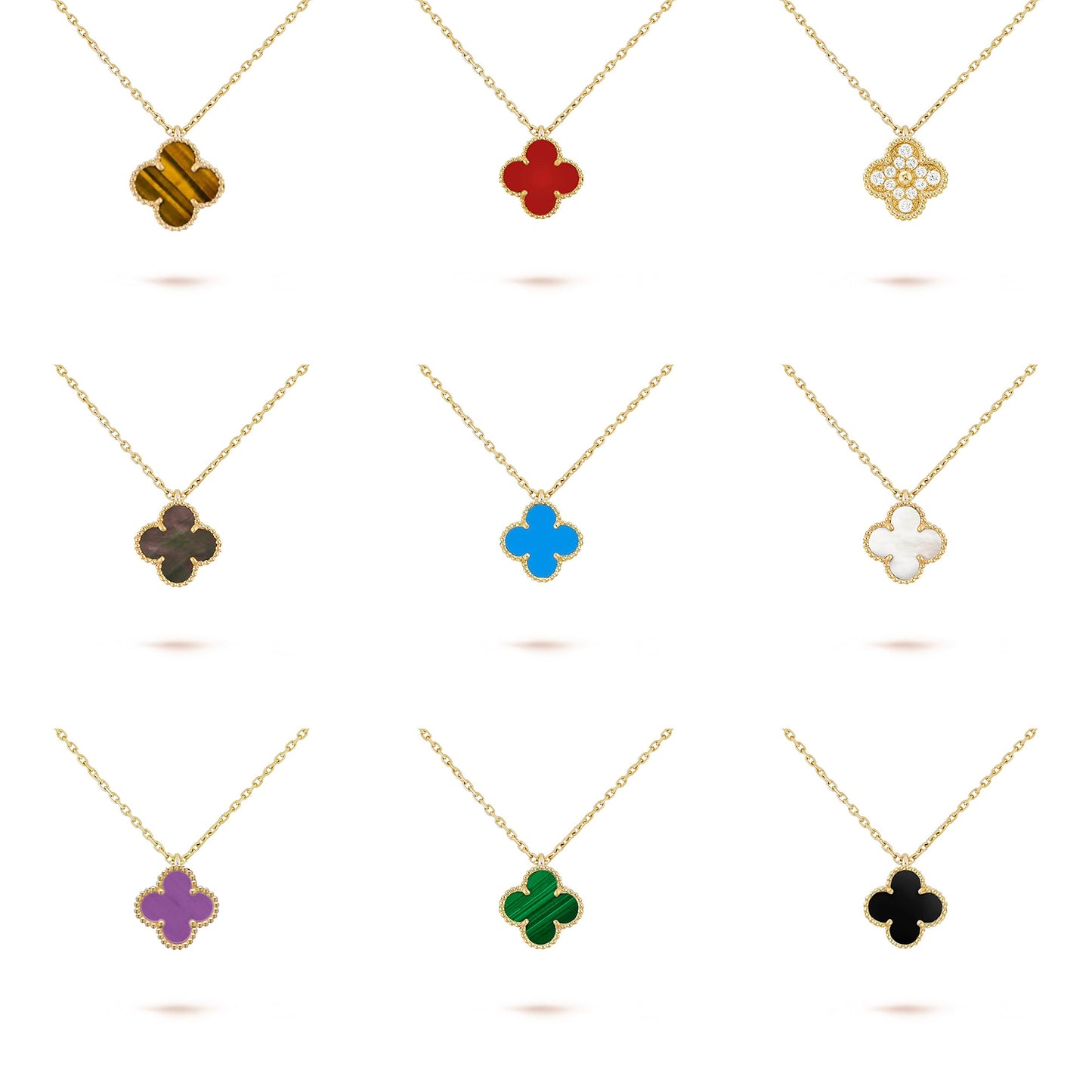 [OAK JURI]CLOVER MINI 9.5MM CARNELIANS NECKLACE COLLECTION