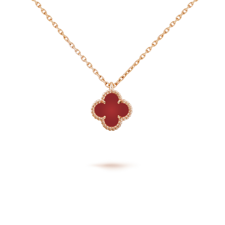 [OAK JURI]CLOVER MINI 9.5MM WHITE CARNELIANS NECKLACE