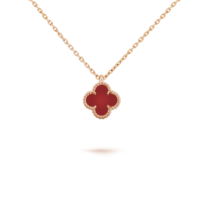 [OAK JURI]CLOVER MINI 9.5MM WHITE CARNELIANS NECKLACE