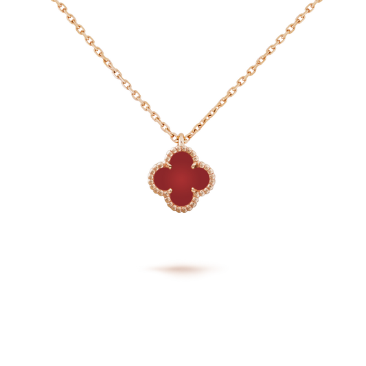 [OAK JURI]CLOVER MINI 9.5MM WHITE CARNELIANS NECKLACE