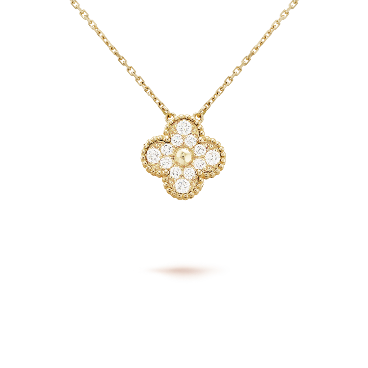 [OAK JURI]CLOVER 15MM DIAMOND SINGLE FLOWER NECKLACE