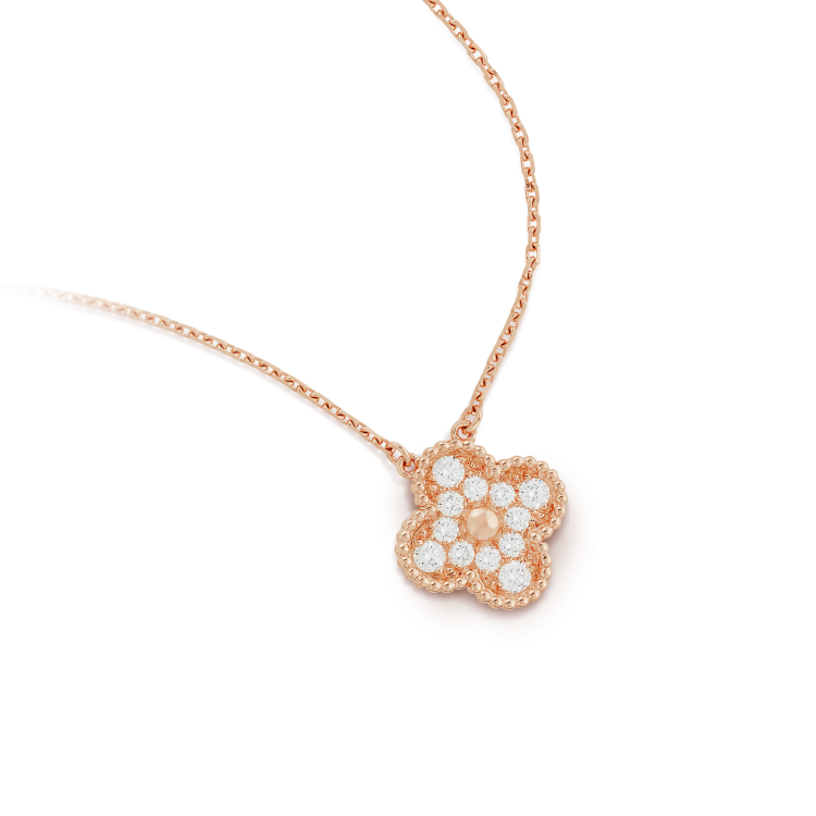 [OAK JURI]CLOVER 15MM DIAMOND SINGLE FLOWER NECKLACE