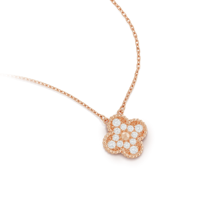 [OAK JURI]CLOVER 15MM DIAMOND SINGLE FLOWER NECKLACE