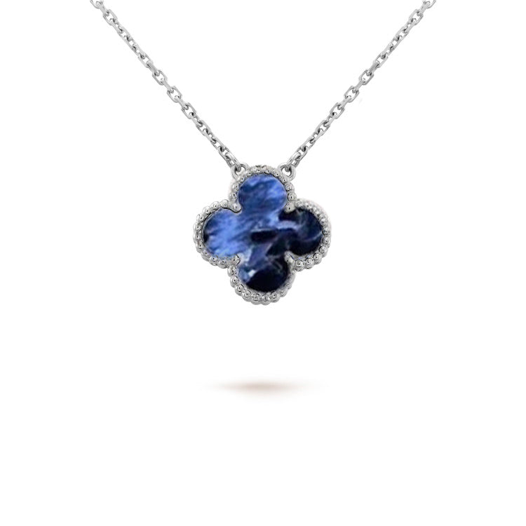 [OAK JURI]CLOVER 15MM PIETERSITE NECKLACE SILVER