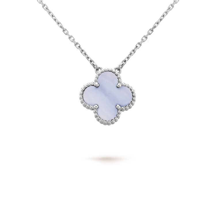 [OAK JURI]CLOVER 15MM BLUE CHALCEDONY NECKLACE SILVER
