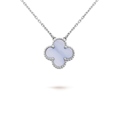 [OAK JURI]CLOVER 15MM BLUE CHALCEDONY NECKLACE SILVER