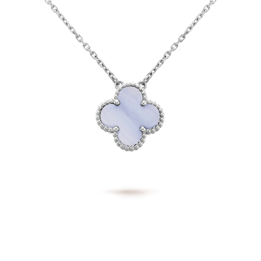 [OAK JURI]CLOVER 15MM BLUE CHALCEDONY NECKLACE SILVER