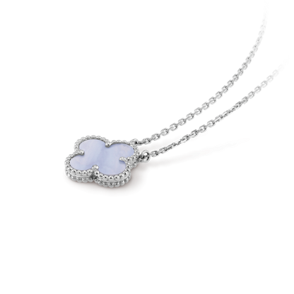 [OAK JURI]CLOVER 15MM BLUE CHALCEDONY NECKLACE SILVER