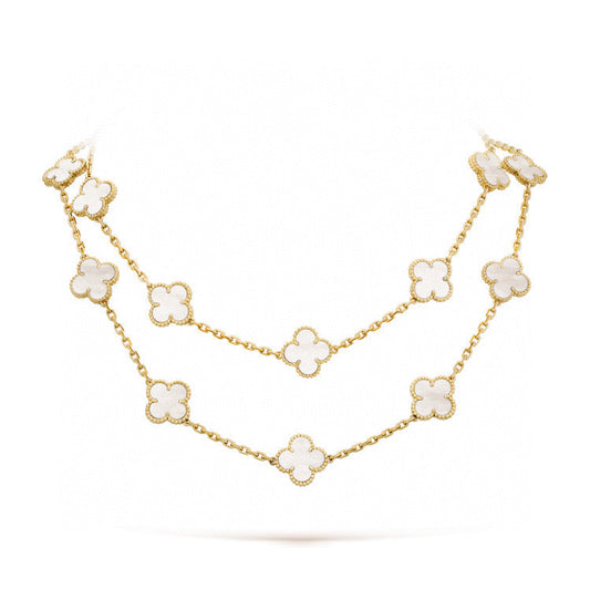 [OAK JURI]CLOVER 20 MOTIFS WHITE MOP NECKLACE