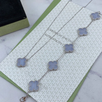 [OAK JURI] CLOVER 5 MOTIF PURPLE CHALCEDONY BRACELET COLLECTION