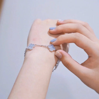 [OAK JURI] CLOVER 5 MOTIF PURPLE CHALCEDONY BRACELET COLLECTION