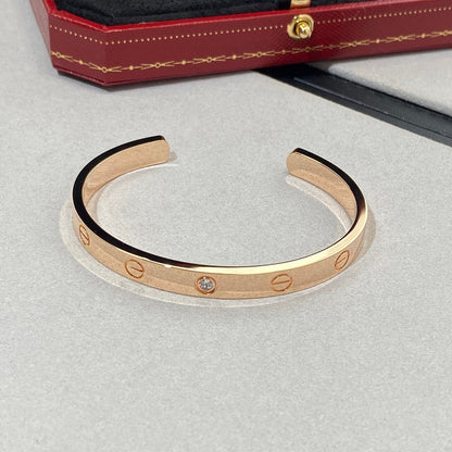 [OAK JURI]LOVE BRACELET 6.1MM 1 DIAMOND OPEN CUFF