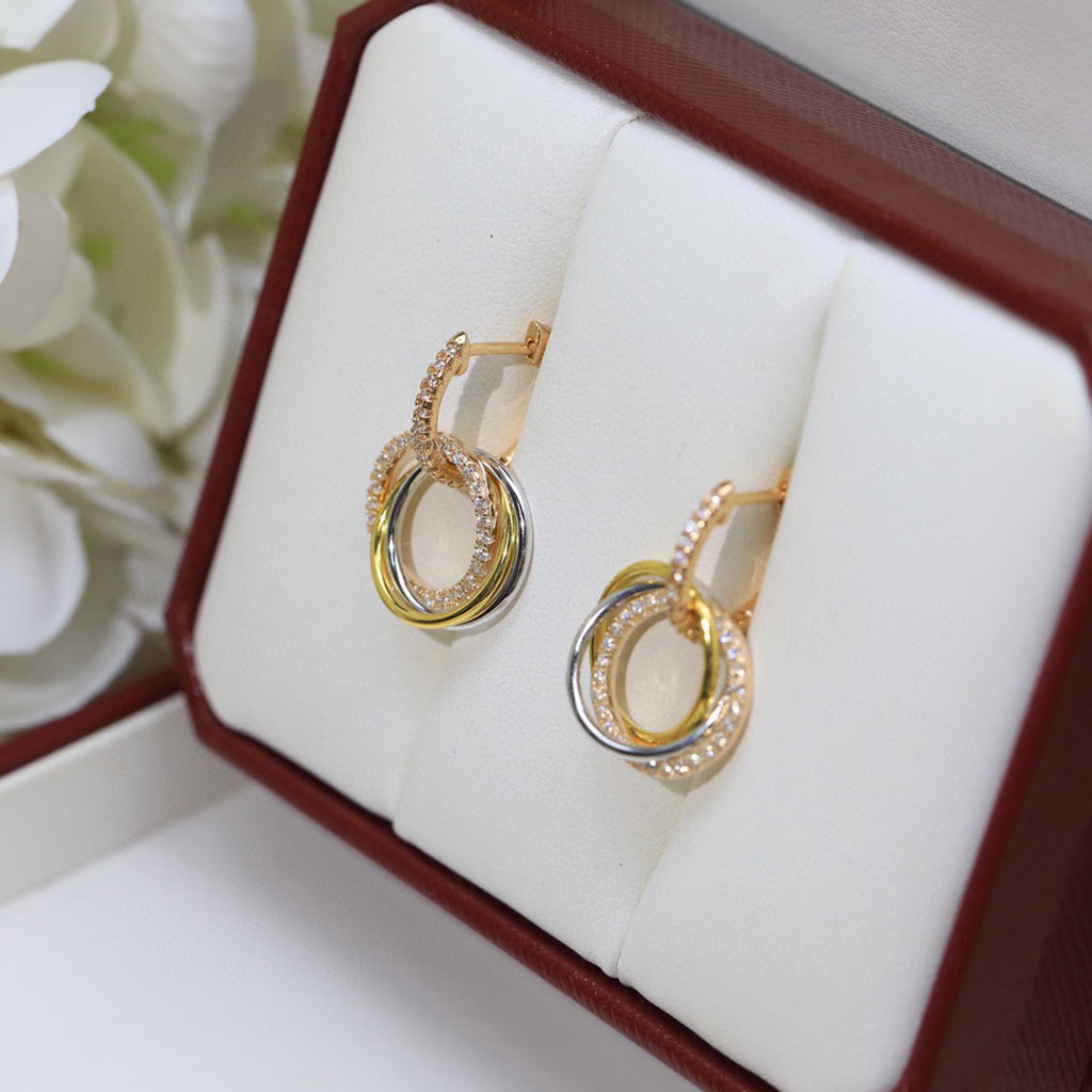 [OAK JURI]TRINITY HALF DIAMOND  EARRINGS