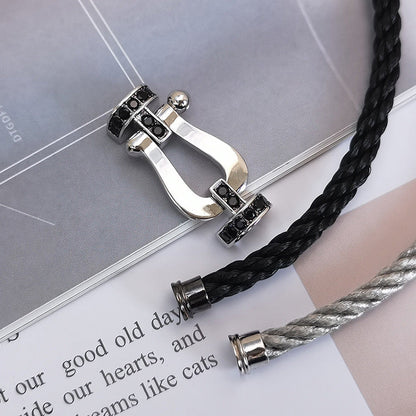 [OAK JURI]FORCE LARGE HORSESHOE BLACK DIAMOND BRACELET SILVER