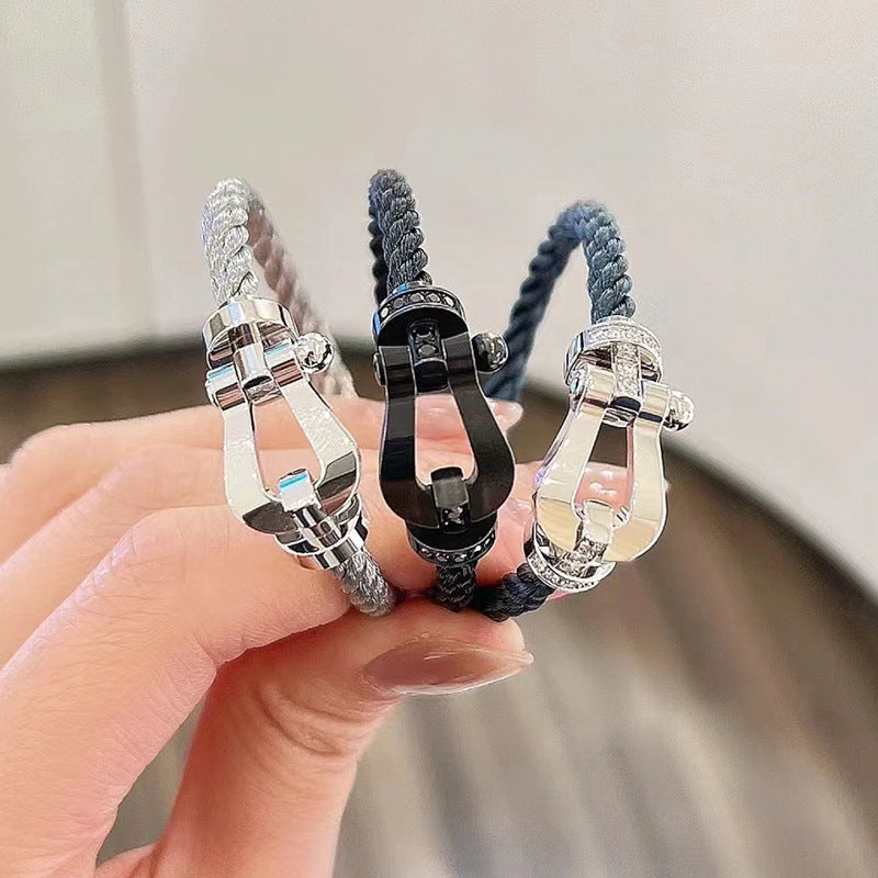 [OAK JURI]FORCE LARGE HORSESHOE FULL DIAMOND BRACELET SILVER