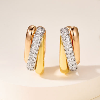 [OAK JURI]TRINITY HALF DIAMOND  CUSHION EARRINGS