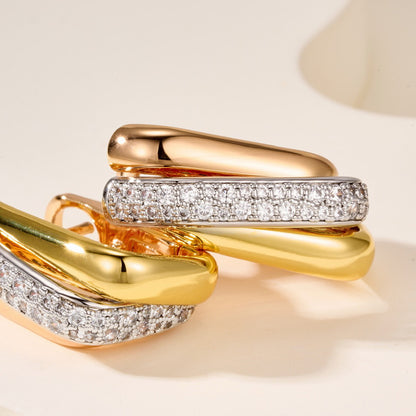 [OAK JURI]TRINITY HALF DIAMOND  CUSHION EARRINGS