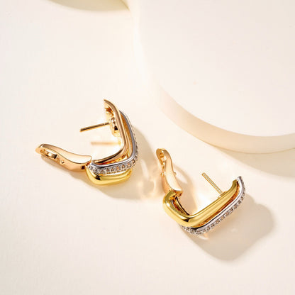 [OAK JURI]TRINITY HALF DIAMOND  CUSHION EARRINGS