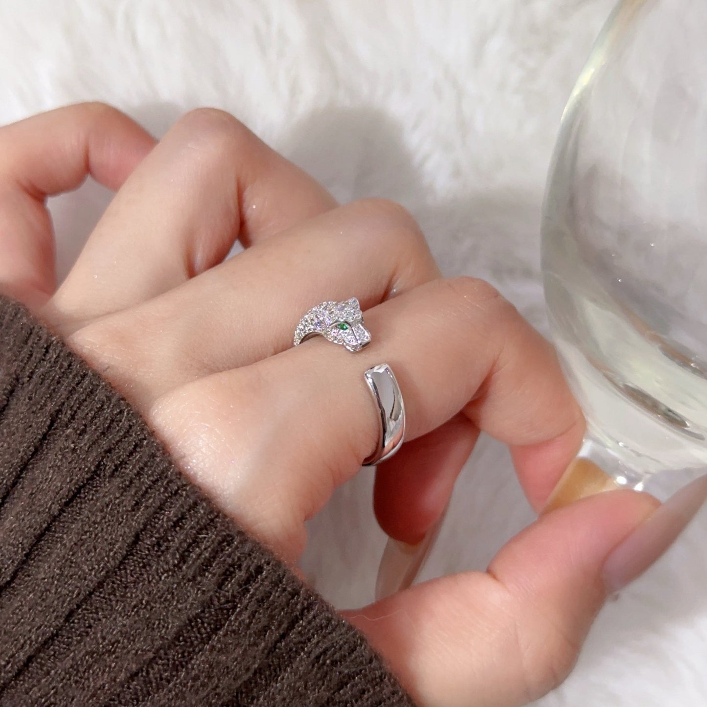 [OAK JURI]PANTHERE HALF DIAMOND SMALL RING