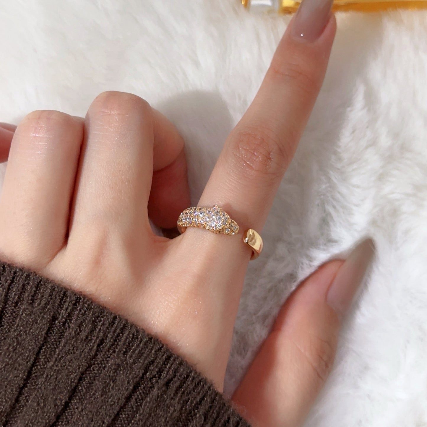 [OAK JURI]PANTHERE HALF DIAMOND SMALL RING