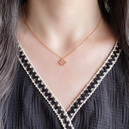 [OAK JURI]CLOVER 9.5MM PINK MOTHER OF PEARL SINGLE FLOWER NECKLACE