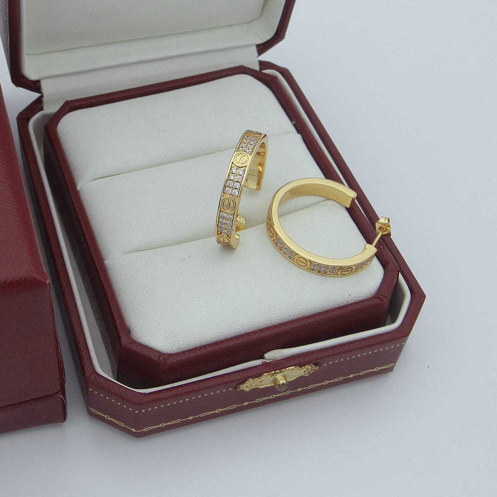 [OAK JURI]LOVE EARRINGS 3.6MM DIAMOND PAVED
