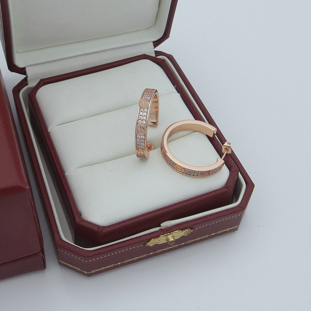 [OAK JURI]LOVE EARRINGS 3.6MM DIAMOND PAVED