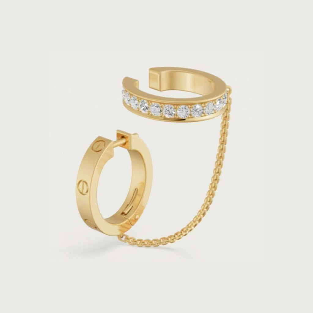 [OAK JURI]LOVE 3.0MM HALF DIAMOND EARRINGS (SINGLE）