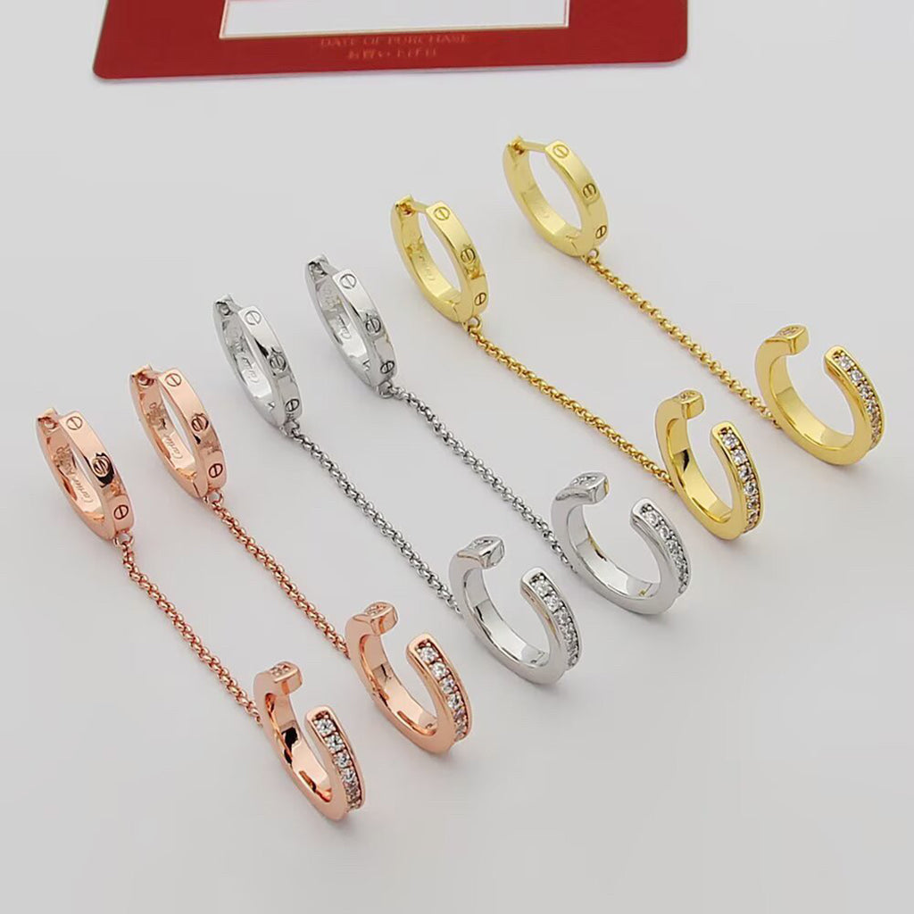 [OAK JURI]LOVE 3.0MM HALF DIAMOND EARRINGS (SINGLE）