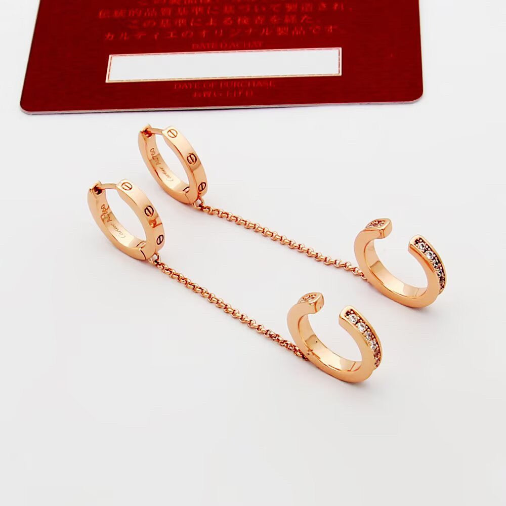 [OAK JURI]LOVE 3.0MM HALF DIAMOND EARRINGS (SINGLE）