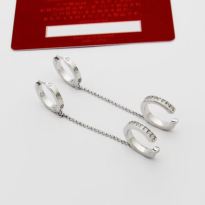 [OAK JURI]LOVE 3.0MM HALF DIAMOND EARRINGS (SINGLE）