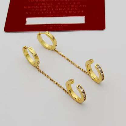 [OAK JURI]LOVE 3.0MM HALF DIAMOND EARRINGS (SINGLE）
