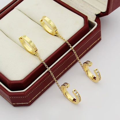[OAK JURI]LOVE 3.0MM HALF DIAMOND EARRINGS (SINGLE）