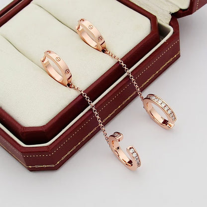 [OAK JURI]LOVE 3.0MM HALF DIAMOND EARRINGS (SINGLE）