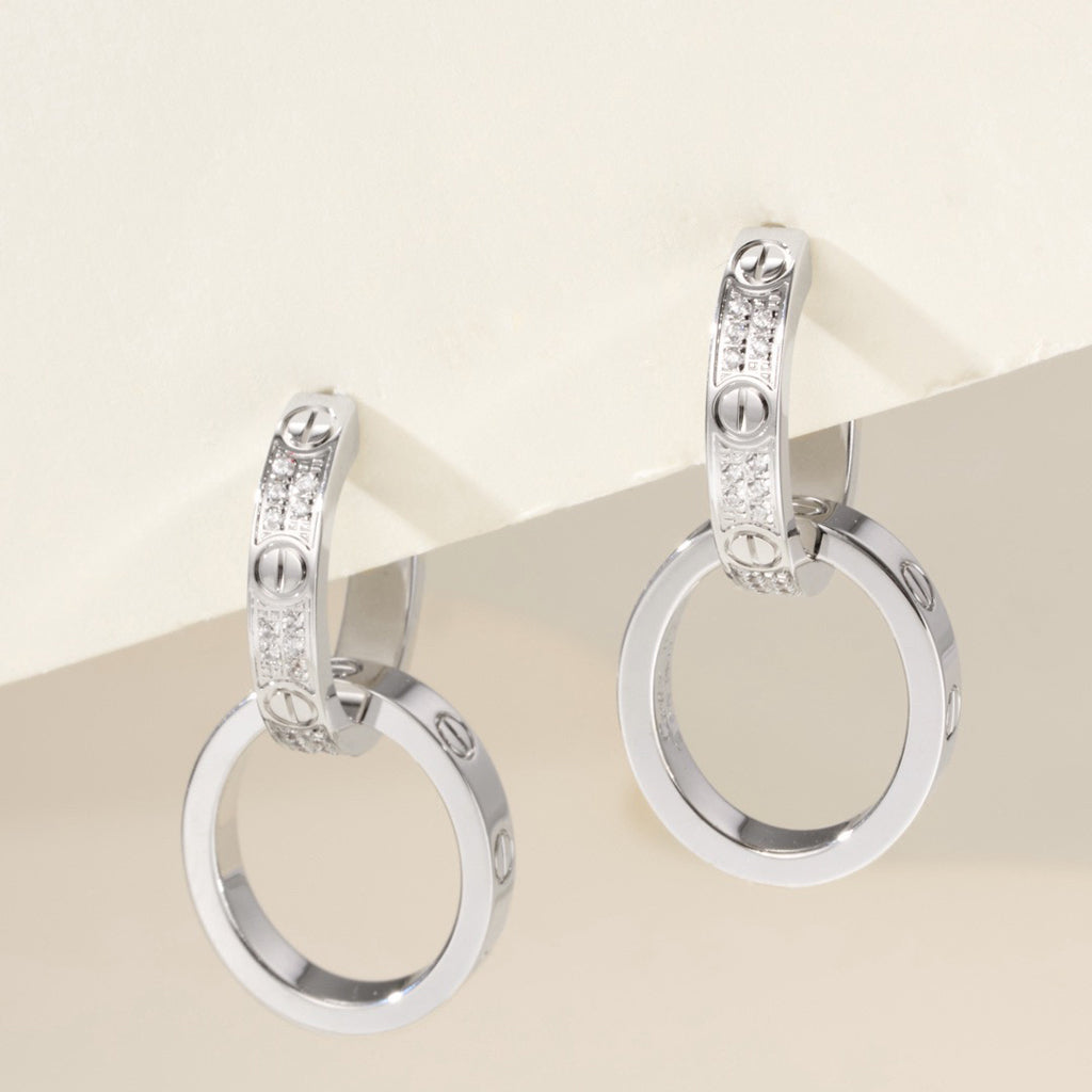 [OAK JURI]LOVE 3.3MM DANGLE HALF DIAMOND EARRINGS