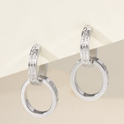 [OAK JURI]LOVE 3.3MM DANGLE HALF DIAMOND EARRINGS