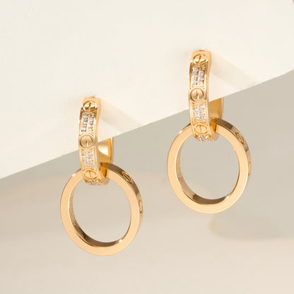 [OAK JURI]LOVE 3.3MM DANGLE HALF DIAMOND EARRINGS