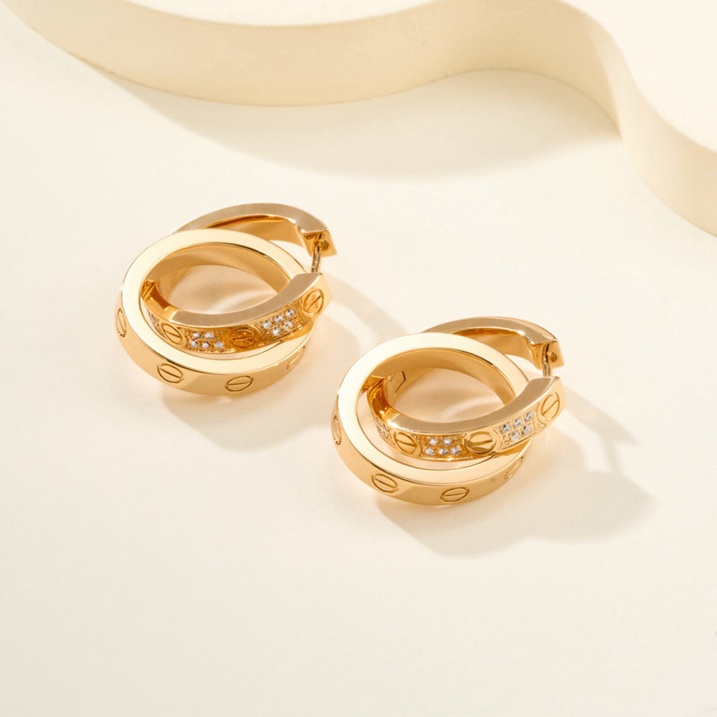[OAK JURI]LOVE 3.3MM DANGLE HALF DIAMOND EARRINGS
