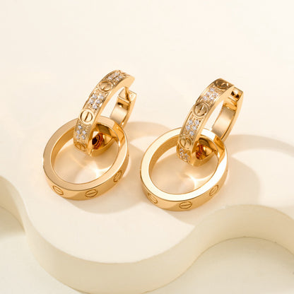[OAK JURI]LOVE 3.3MM DANGLE HALF DIAMOND EARRINGS