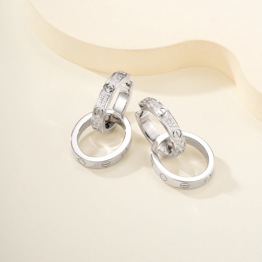 [OAK JURI]LOVE 3.3MM DANGLE HALF DIAMOND EARRINGS