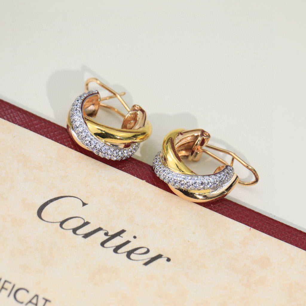 [OAK JURI]TRINITY HALF DIAMOND  CLASSIC EARRINGS
