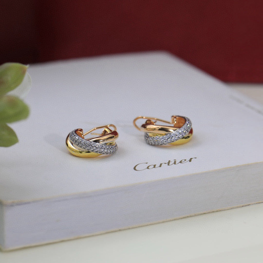 [OAK JURI]TRINITY HALF DIAMOND  CLASSIC EARRINGS